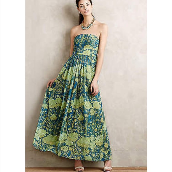 NWOT Anthropologie Watercolor Garden maxi dress - Picture 2 of 10